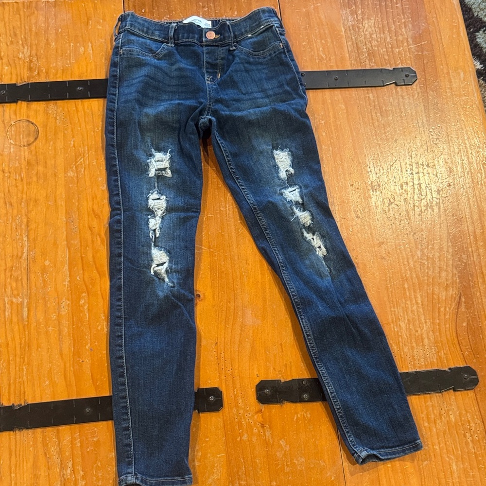 Abercrombie kids Distressed Blue Jean leggings
